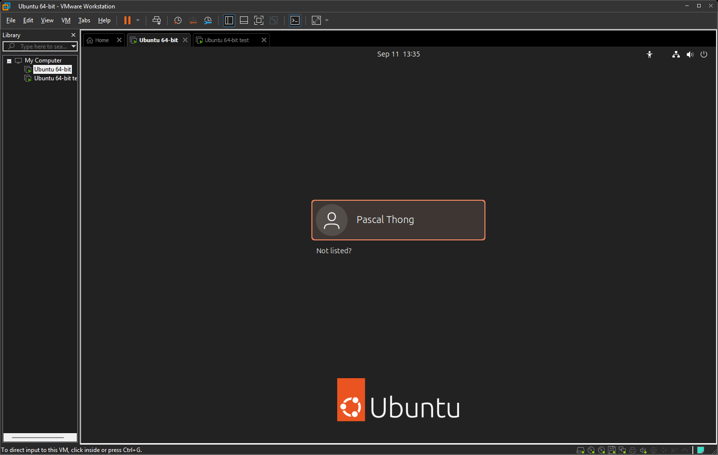 Goed: Ubuntu toont het aanmeldscherm met je eigen account