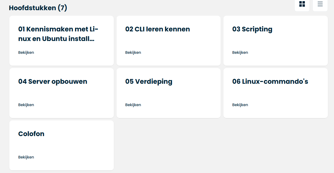 Hoofdstukken van het boek